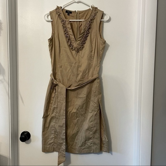 Talbots Dresses & Skirts - Talbots Sleeveless Belted Khaki‎ Cotton Dress 6P